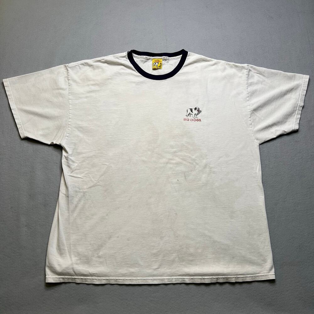 Vintage Big Dogs T Shirt Mens‎ XXL White Ringer Attitude To Spare Santa Barbara